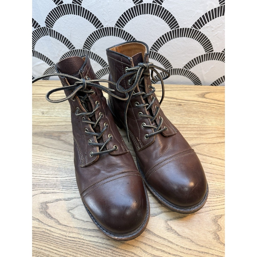FRYE LOGAN Brogue Cap Toe BROWN Leather Boots‎ Men's US 13M